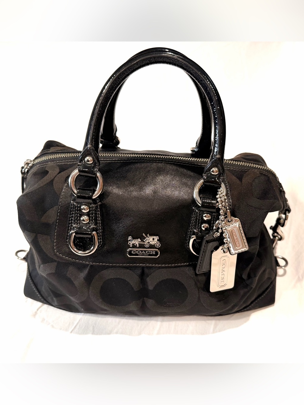 Coach Black Madison Op Art Sofia Vintage Satchel